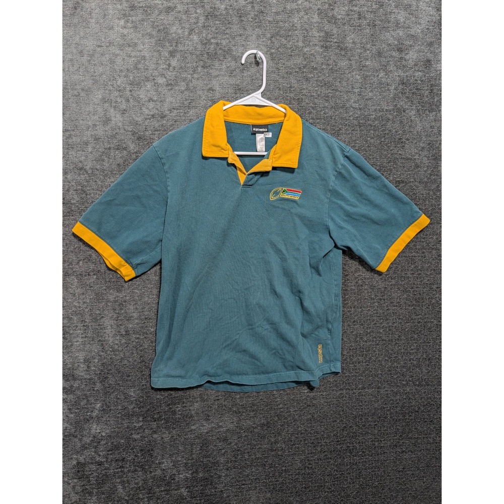Kipsta Decathlon South Africa Rugby Polo Shirt Mens Medium Teal Yellow Short Slv
